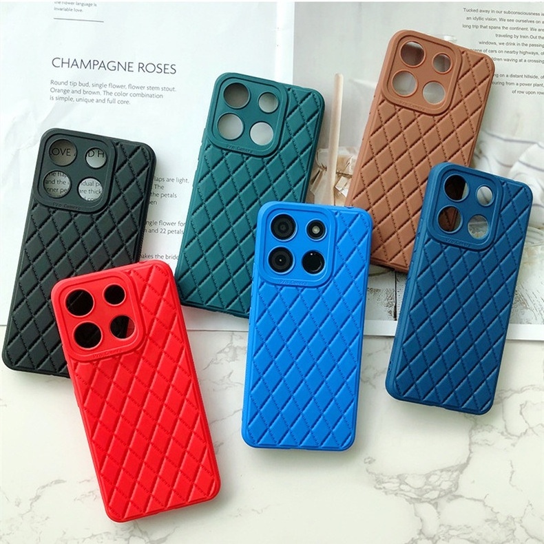 2024 African Model Cases Rhombus Plaid Pattern TPU Mobile Phone Case For Itel A58 A04 S18 A60 Shockproof Phone Cases