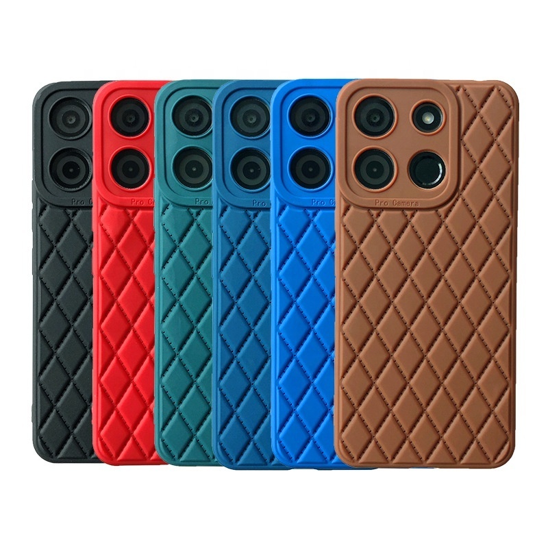 2024 African Model Cases Rhombus Plaid Pattern TPU Mobile Phone Case For Itel A58 A04 S18 A60 Shockproof Phone Cases