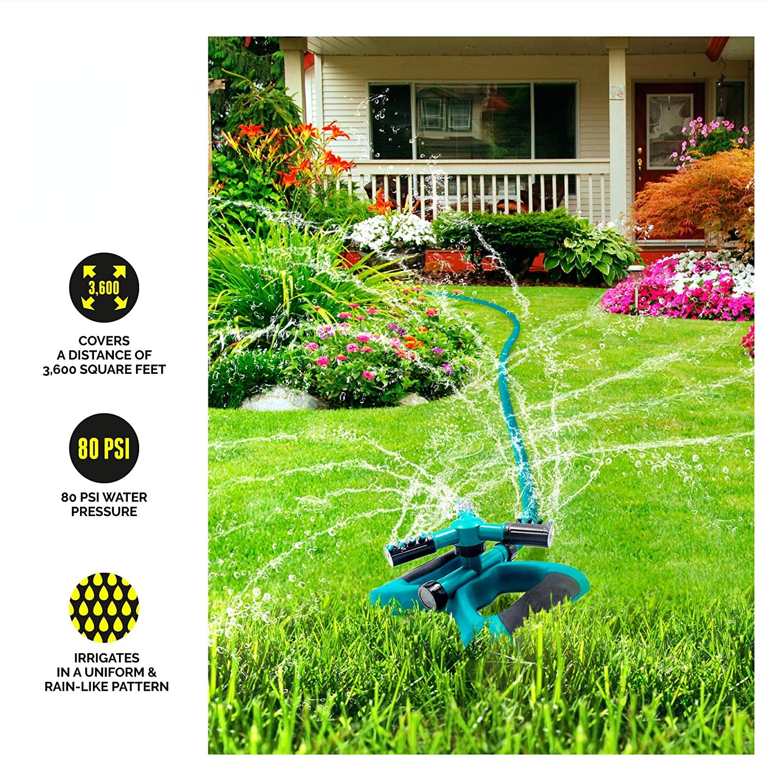 Segomo Tools 360 Degree Automatic Rotating Garden Lawn Water Sprinkler Irrigation System - GS360