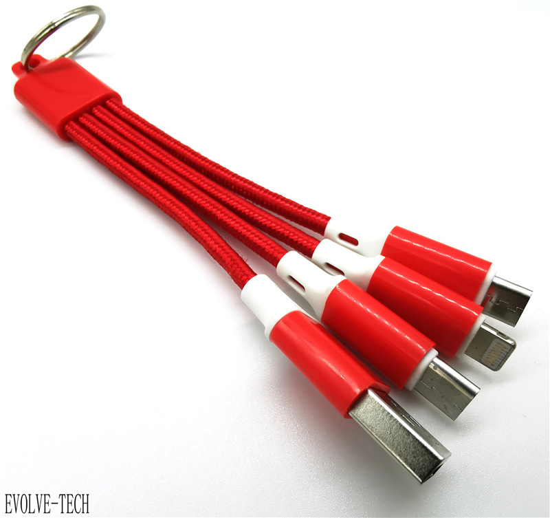 2023 Newest Charger 13cm 2A keychain usb 3 in 1 data portable charger usb Cable for cellphone