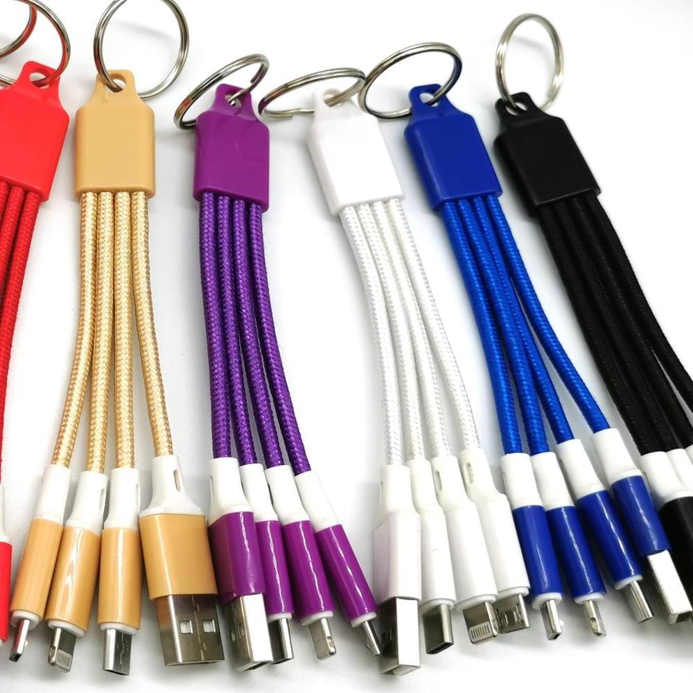 2023 Newest Charger 13cm 2A keychain usb 3 in 1 data portable charger usb Cable for cellphone