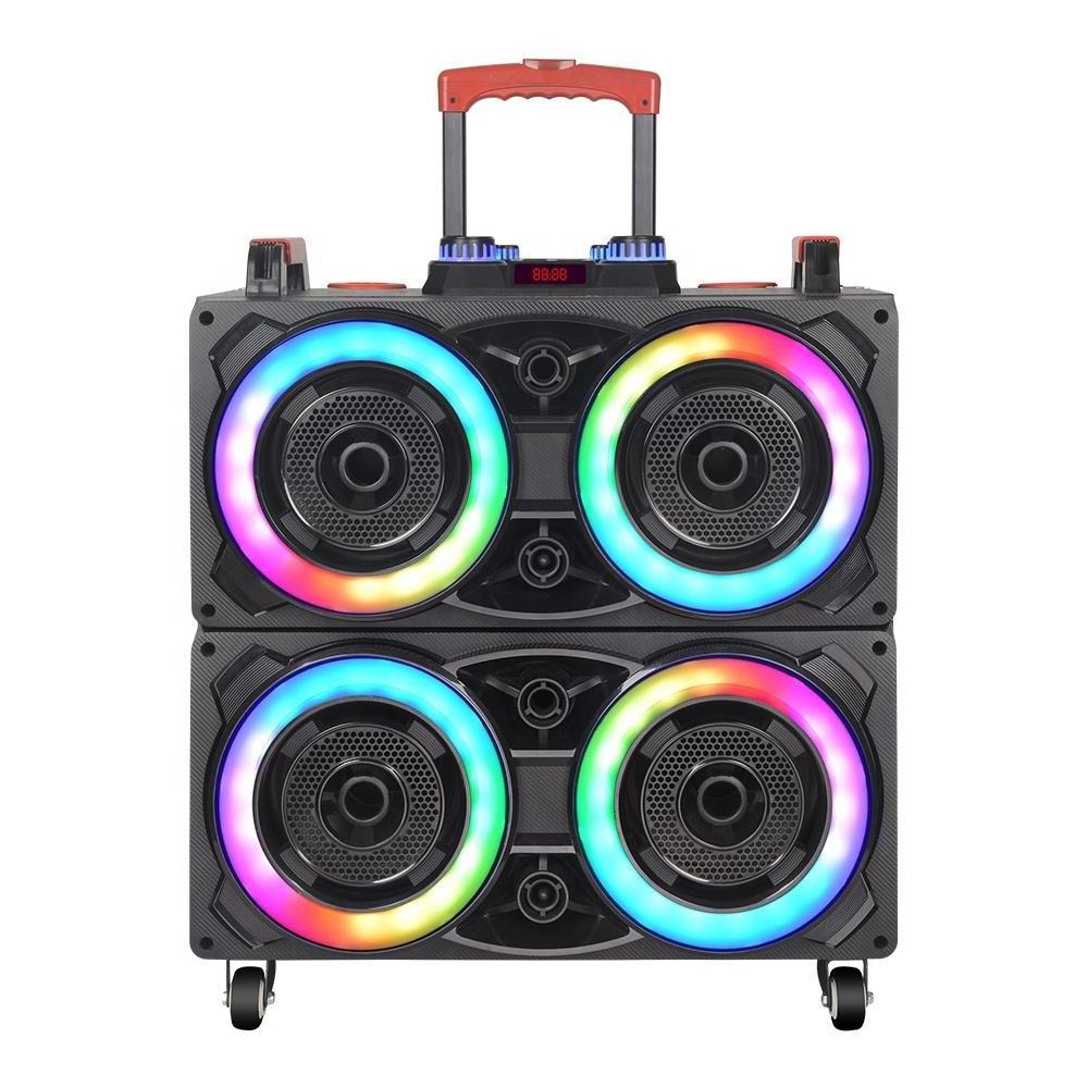 New Outdoor Trolley Subwoofer Stereo 4*8 Inch Portable Wireless Microphone Karaoke Speaker with Rechargeable battery