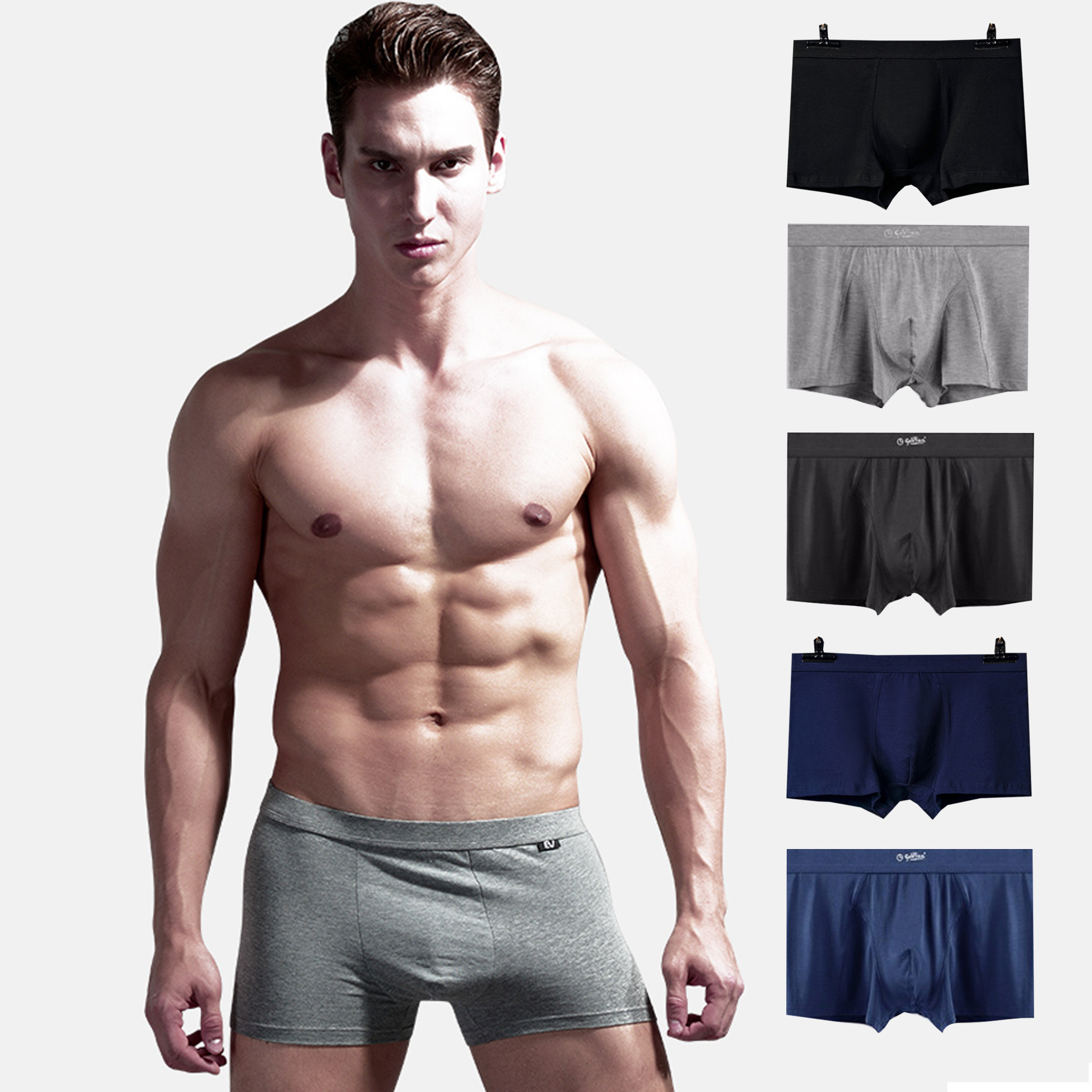 Custom logo your own brand sexy underwear young men organic cotton boxer briefs