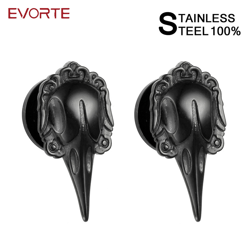 Evorte Ear Tunnels Plugs Earrings Expanders Screw Stainless Steel Skull Ghost Ear Stud Gauges Fashion Body Piercing Jewelry Gift