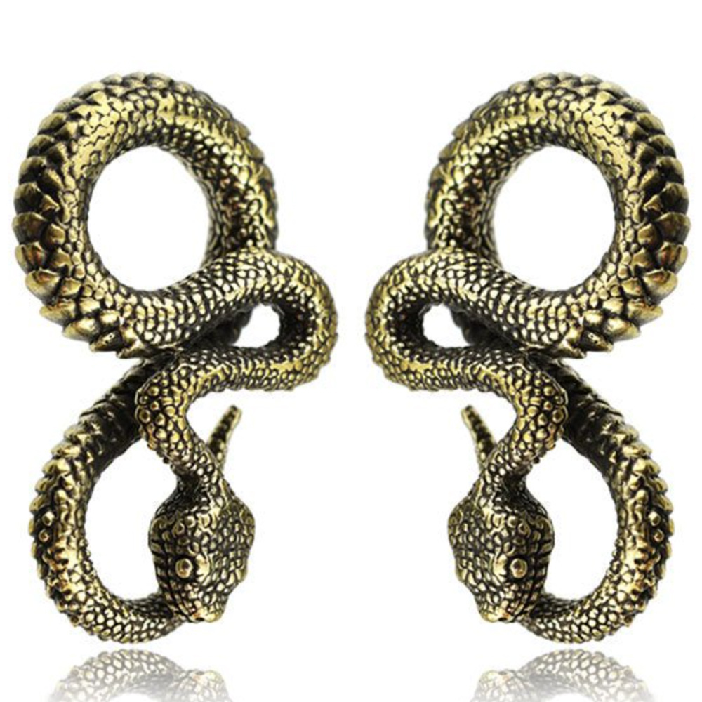 Evorte Vintage Gold  Dragon Ear Climber Cuff Gauges Plug Weights Ear Tunnels Expander  Punk Cool Body Piercing Jewelry Wholesale