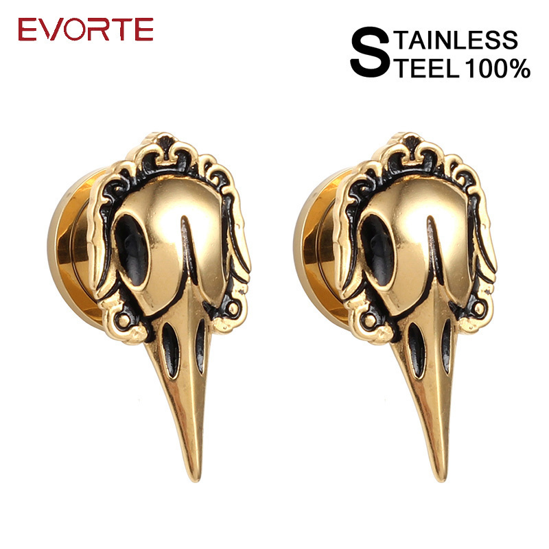 Evorte Ear Tunnels Plugs Earrings Expanders Screw Stainless Steel Skull Ghost Ear Stud Gauges Fashion Body Piercing Jewelry Gift