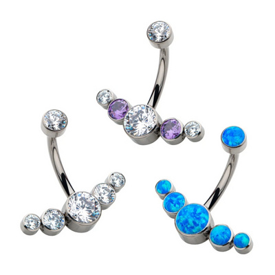 Fashion Piercing  Surgical Steel OPAL Belly Rings Woman Belly Button Rings Jewelry Custom Navel Belly Rings