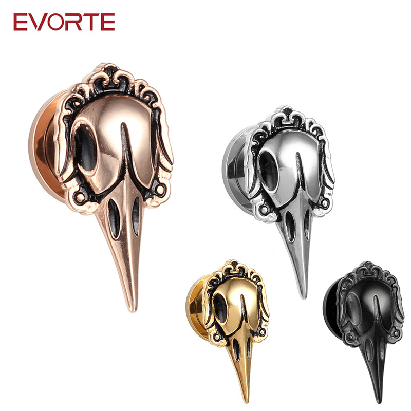 Evorte Ear Tunnels Plugs Earrings Expanders Screw Stainless Steel Skull Ghost Ear Stud Gauges Fashion Body Piercing Jewelry Gift