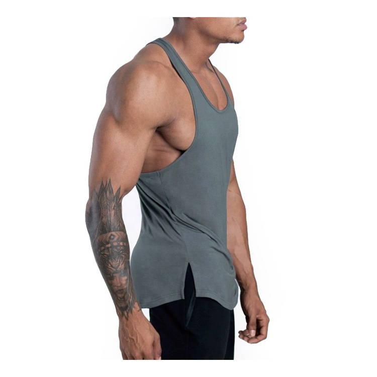 Gym Fitness Wear 2024 Polyester Material Solid Color tank top High Quality Wholesale Best Design Sleeveless Men Tank Top