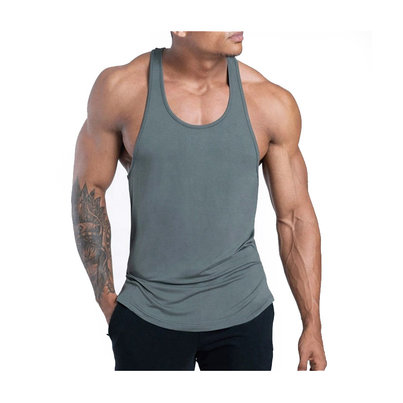 Gym Fitness Wear 2024 Polyester Material Solid Color tank top High Quality Wholesale Best Design Sleeveless Men Tank Top