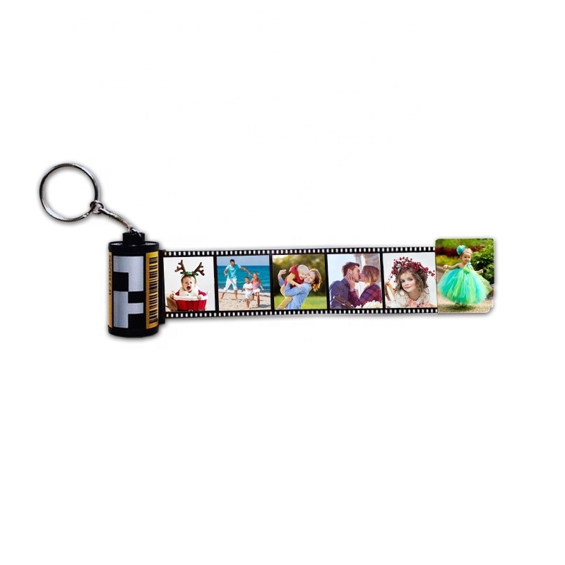 Customized Design Photo Camera Roll Keychains Sublimation Blank Loving Memory PET Camera Film Keychain