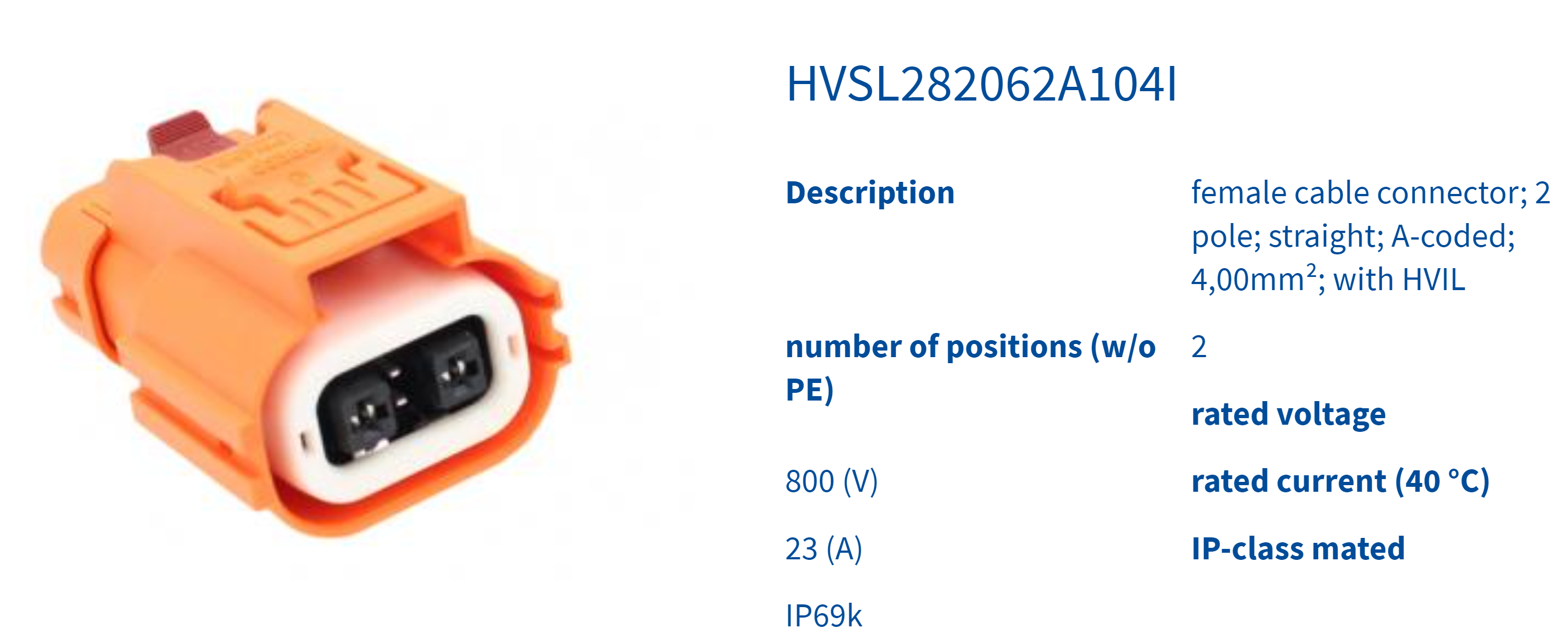 2.5mm2 4mm2 6mm2 ECTA6A 2+2 ECTA series Amphenol HVIL High Power High Voltage Connector Automotive Connector