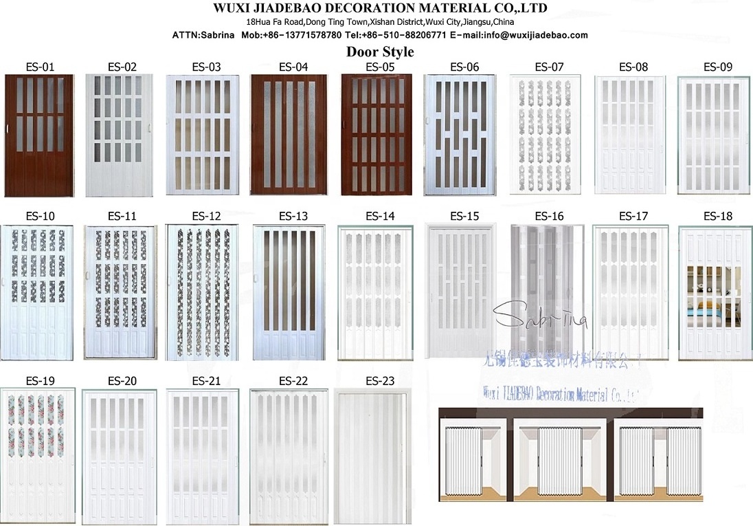 High Quality Plastic Folding Door PVC Sliding Doors