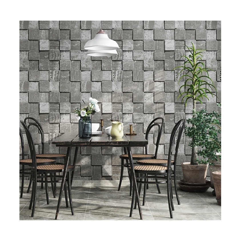 Wall Islamic Decorations PVC 3D Grey Concrete Wallpaper