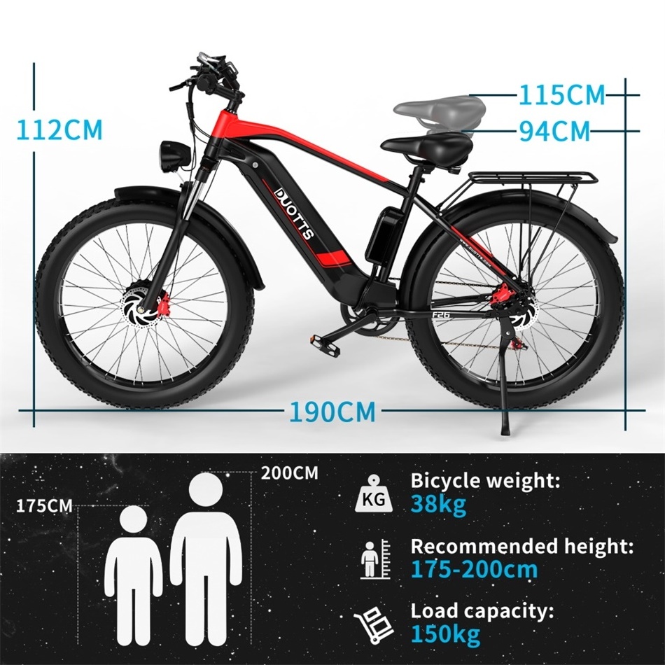 EU Stock DUOTTS F26 1500W Off Road High Speed Mountain Electric Dirt Bike Fat Tire All Terrain Electrical City Bicycle Bikes