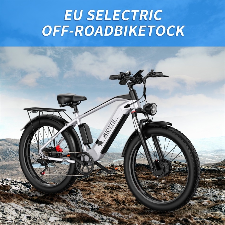 EU Europe Warehouse DUOTTS F26 Fat Tire Ebike 750w*2 7 speed 26 inch e bikes Full Suspension Electric Mountain Bike