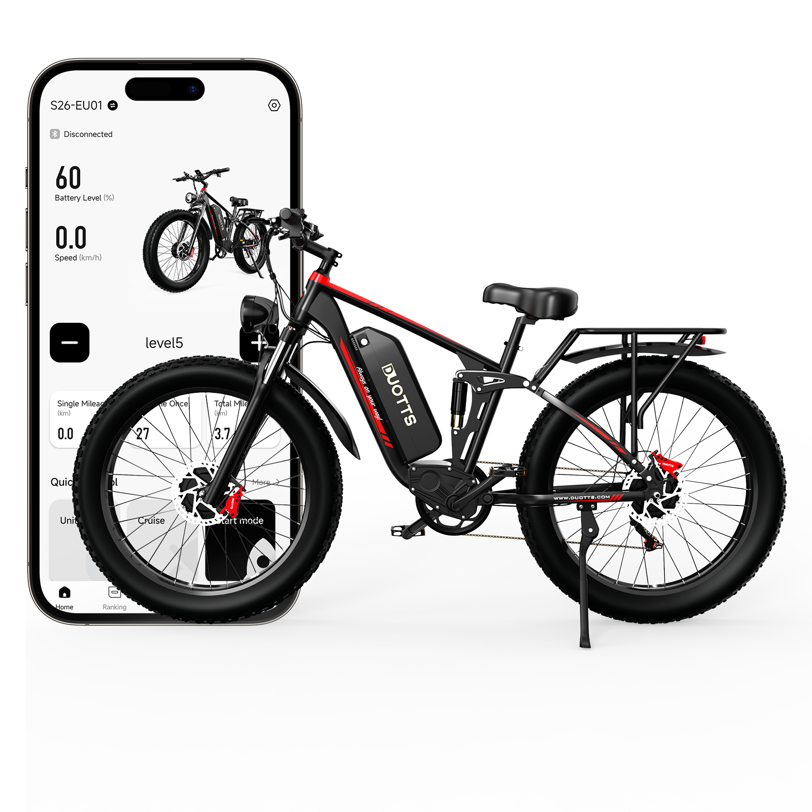 2023 New Dual Motor All Terrain Mountain Electric Bike double damping Oil Brake Control European Warehouse Duotts S26