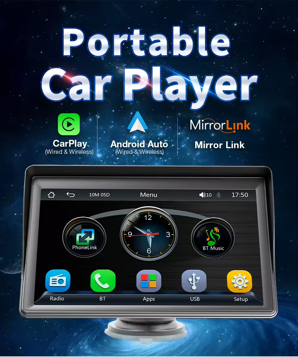 SOMISHINK Hot Sale Carplay Android Auto Radio Stereo 1 Din Car DVD Player 7 Inch Touch Screen Car Stereo HD