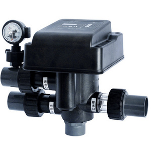 Swimming pool filter automatic control valve with pressure gauge