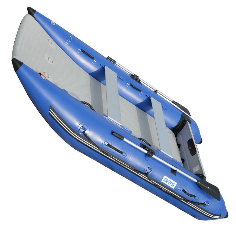 Sporty Stable High-pressure Drop Stitch Air Floor 11 ft Inflatable Catamaran Inflatable Boat Dinghy Mini Cat Boat Blue