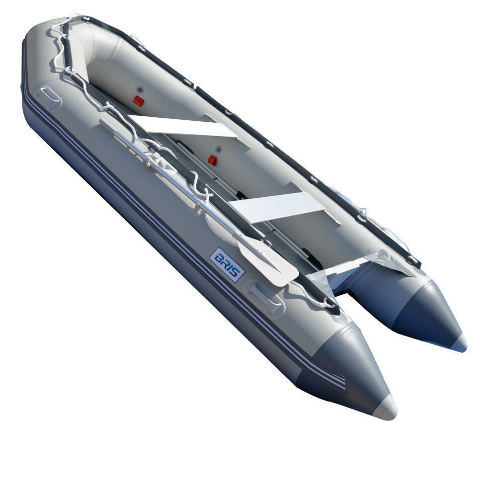 New Gray Heavy-duty Foldable 14.1 ft Inflatable Boats Fishing Raft Power Boat Zodiac Dinghy Tender Boat