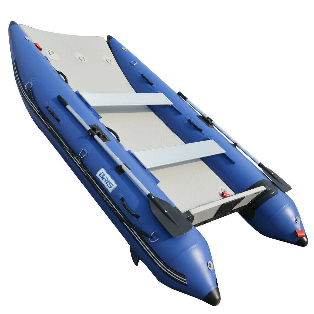 Sporty Stable High-pressure Drop Stitch Air Floor 11 ft Inflatable Catamaran Inflatable Boat Dinghy Mini Cat Boat Blue