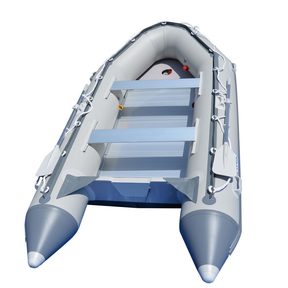 New Gray Heavy-duty Foldable 14.1 ft Inflatable Boats Fishing Raft Power Boat Zodiac Dinghy Tender Boat