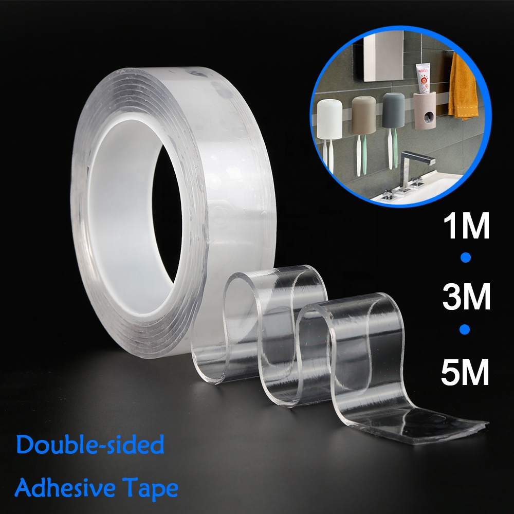 Washable Removable Traceless Transparent PU Gel Nano Tape Double Sided Sticky Nano Adhesive Tape 5m