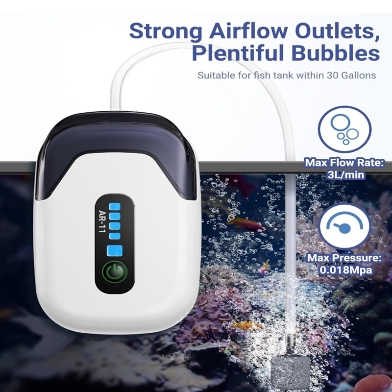 Aquarium Air Pump SOBO Rechargeable Portable Oxygen Pump   Quiet Aerator for Fish Tank Outdoor Fishing, Fish Transport