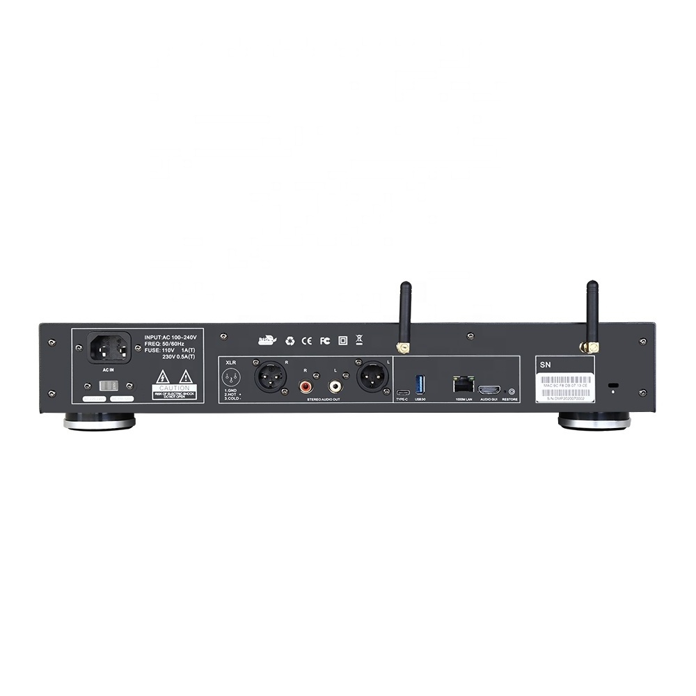 Eweat DMP20 HiFi Audio ESS9038Q2M DAC with MQA XMOS XU-208 Fully Balanced Decode Music Streamers of DSD512 PCM768 for APP