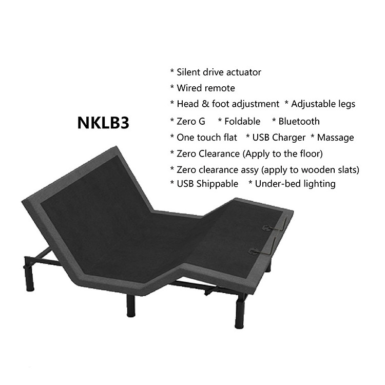 2022 Hot Sale FACTORY Luxury Power Electric  electric NKLB3 Wireless control adjustable bed electric frame with massage