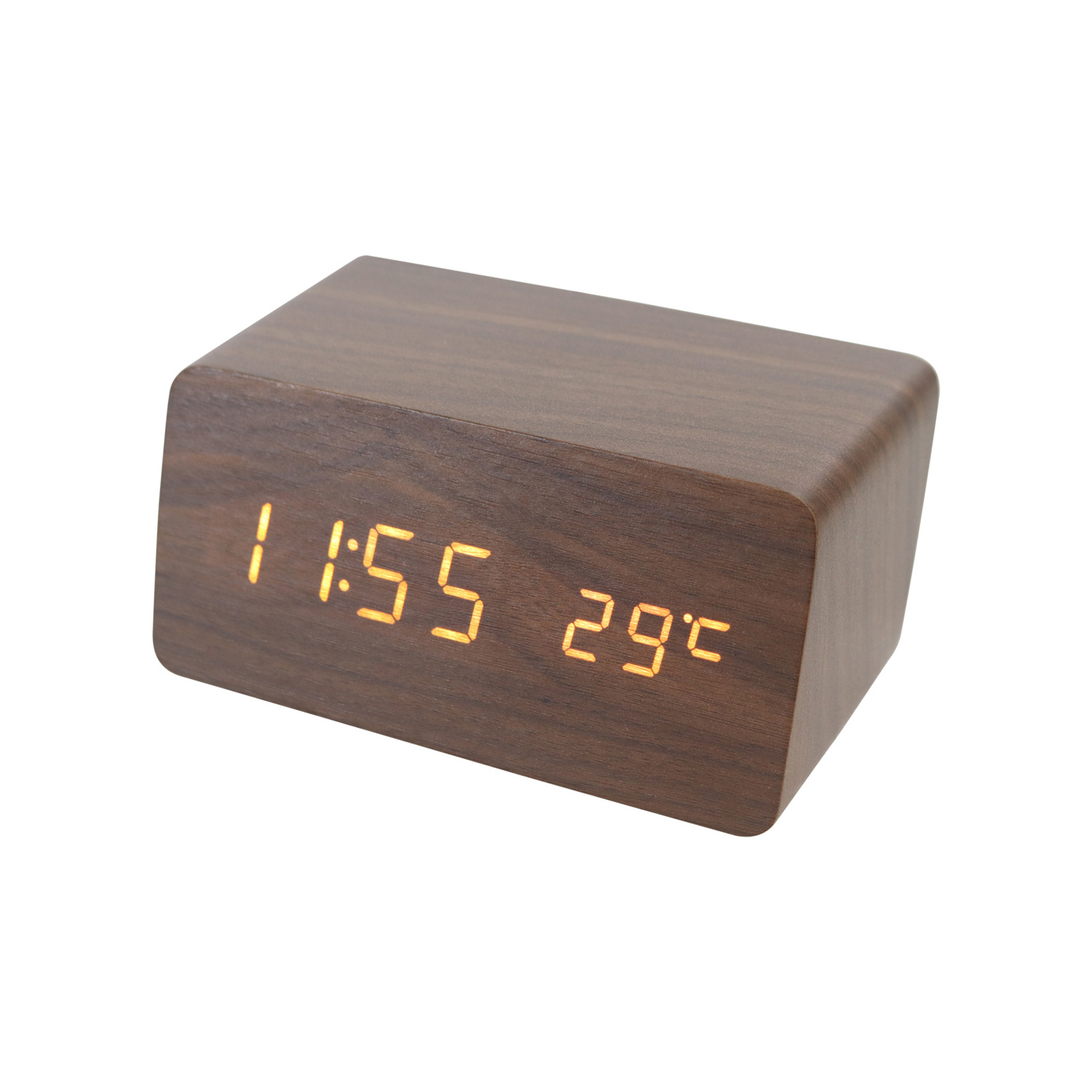 digital led wooden desk alarm clock with temperature and sounds control time calendar backlight adjustment