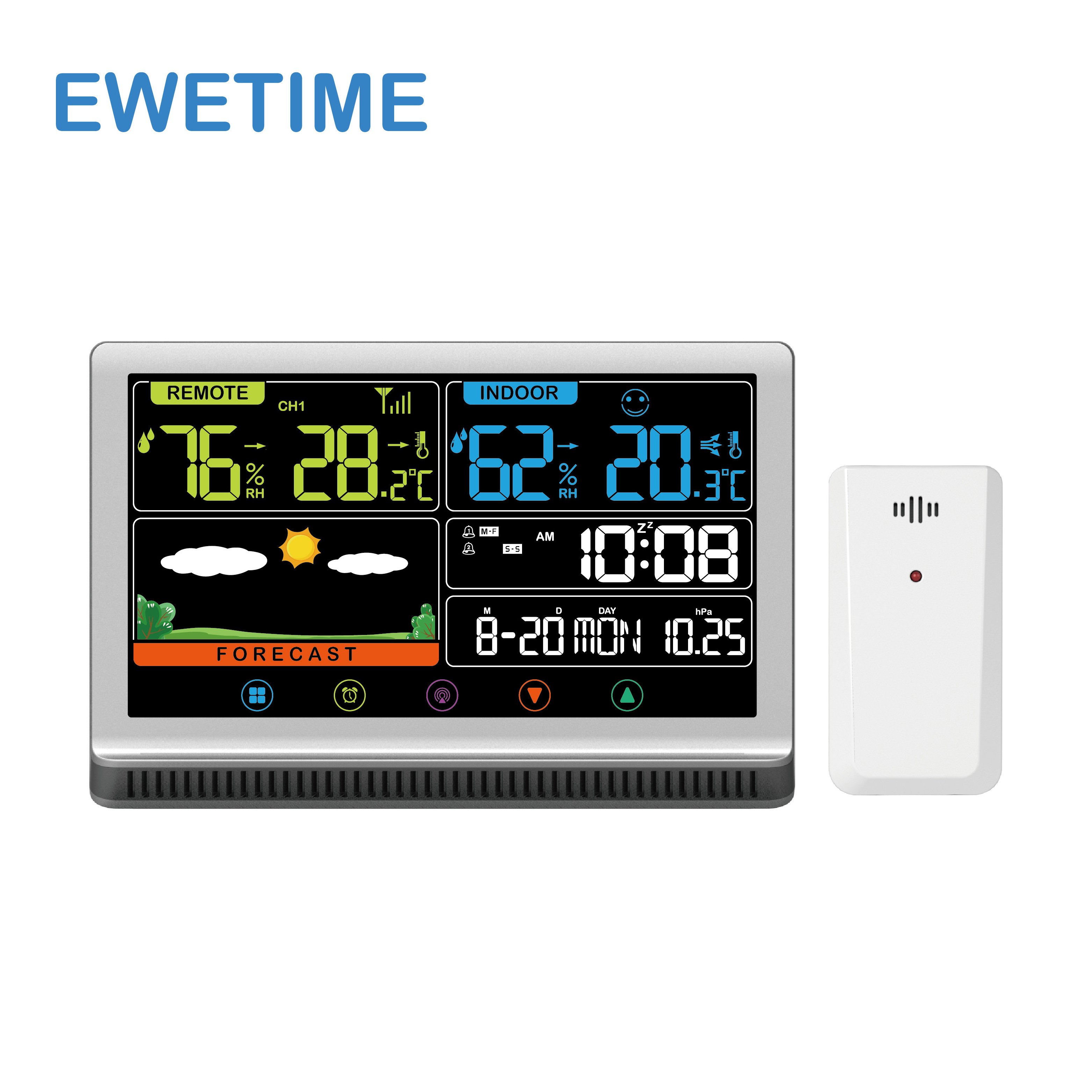 433Mhz wireless weather station with indoor outdoor temperature humidity large LCD screen display