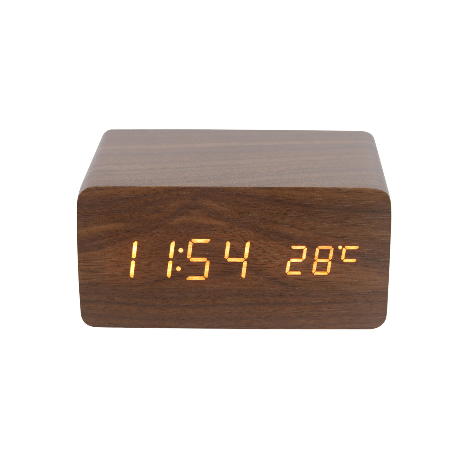 digital led wooden desk alarm clock with temperature and sounds control time calendar backlight adjustment