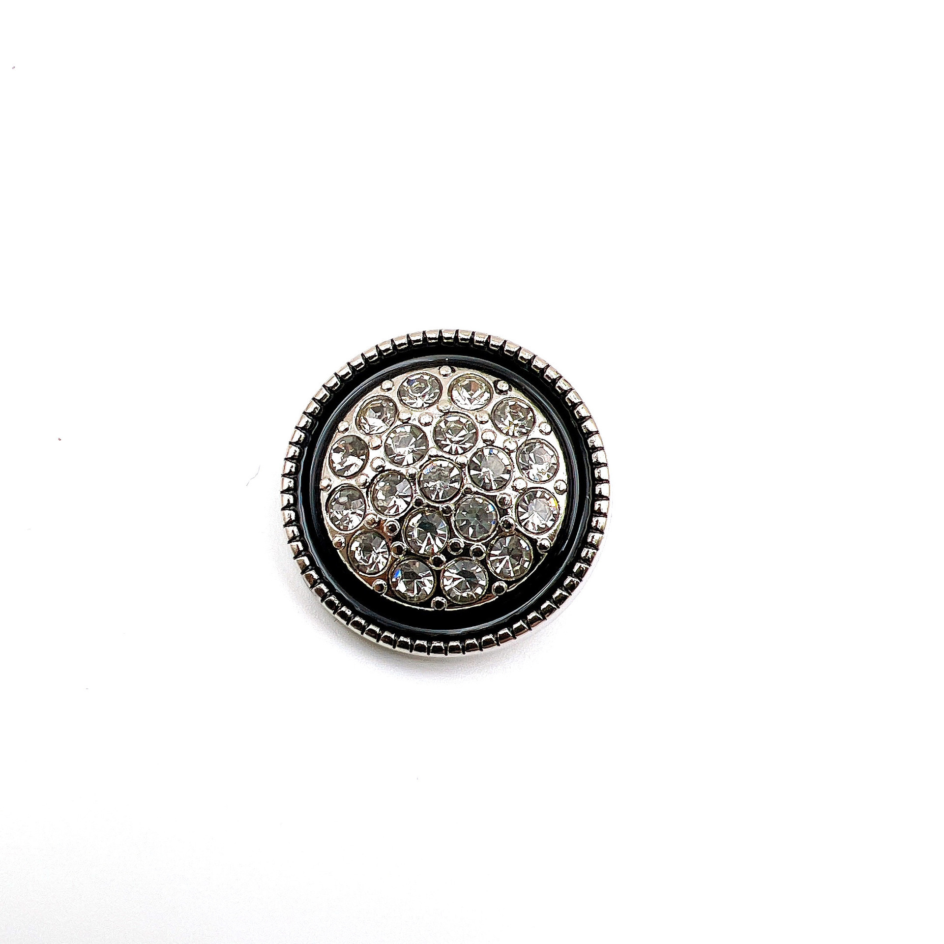 Metal inlaid diamond small fragrant wind circular fashion button for women's coat windbreaker coat