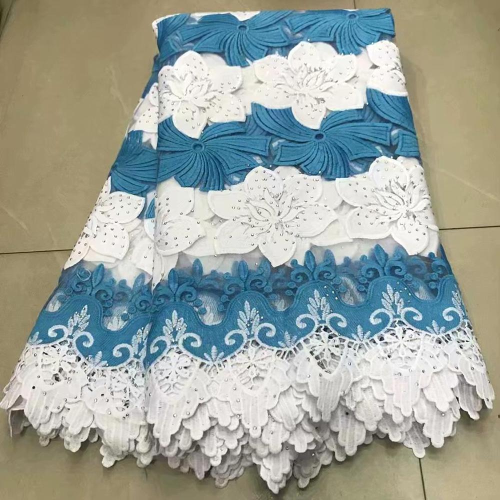 African Guipure Lace Fabrics High Quality Nigerian Swiss Voile Switzerland Net Tulle Lace 2.5 Yards For Wedding