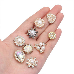 Decoration Vintage Apparel Sewing Pearl DIY Jewelry Craft Flower Rhinestone Buttons For Wedding