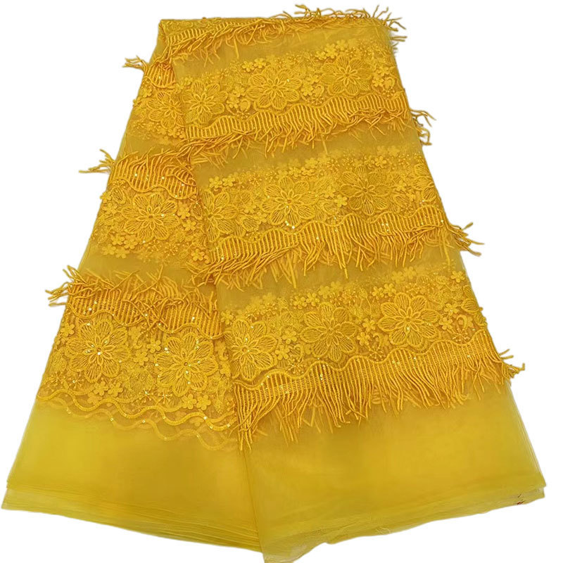 French Tulle African Lace Fabric 5 Yard with High Quality Nigerian Wedding Lace Material Soft