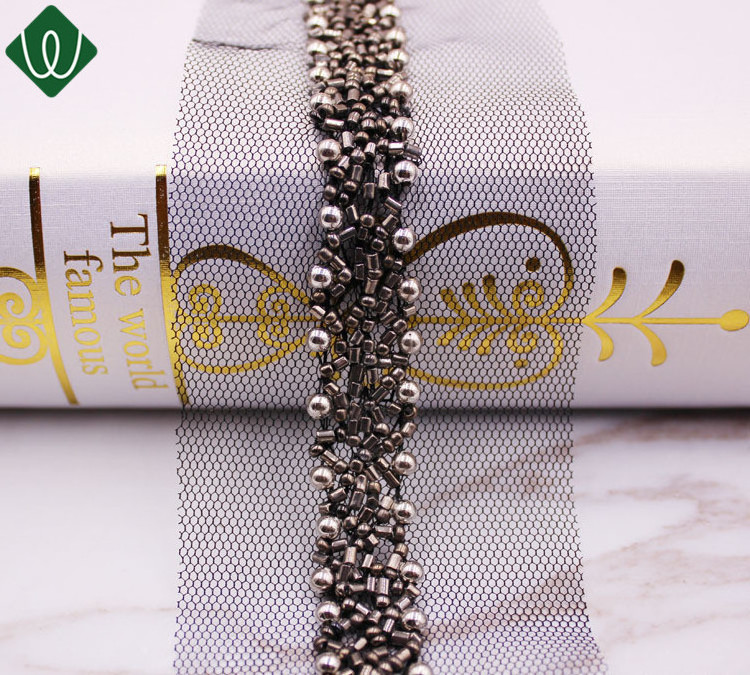 Mesh Beads Lace Trim Tape for Wedding Dress