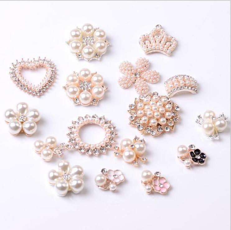 DIY Craft Supplies Pearl Rhinestone Flatback Decorative For Handicraft Bowknot Flower Buttons Decoration