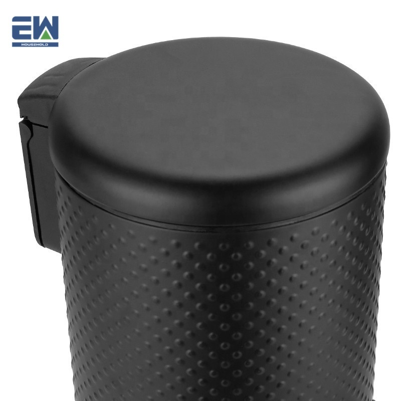 Small 3L Steel Dustbin Black round Bathroom Waste Bin for Home Use Standing Structure Pressing Type Storage Bucket