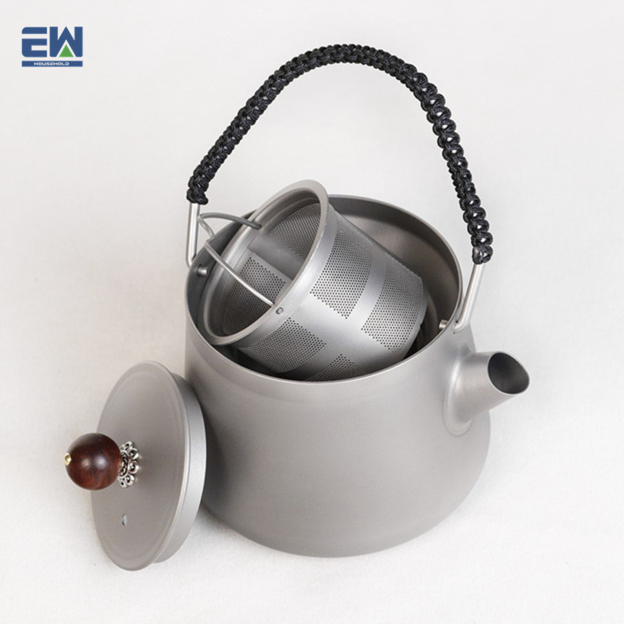 Modern Design Titanium Kettle for Outdoor Camping Picnic Fast & Easy Heating for Water Coffee Tea