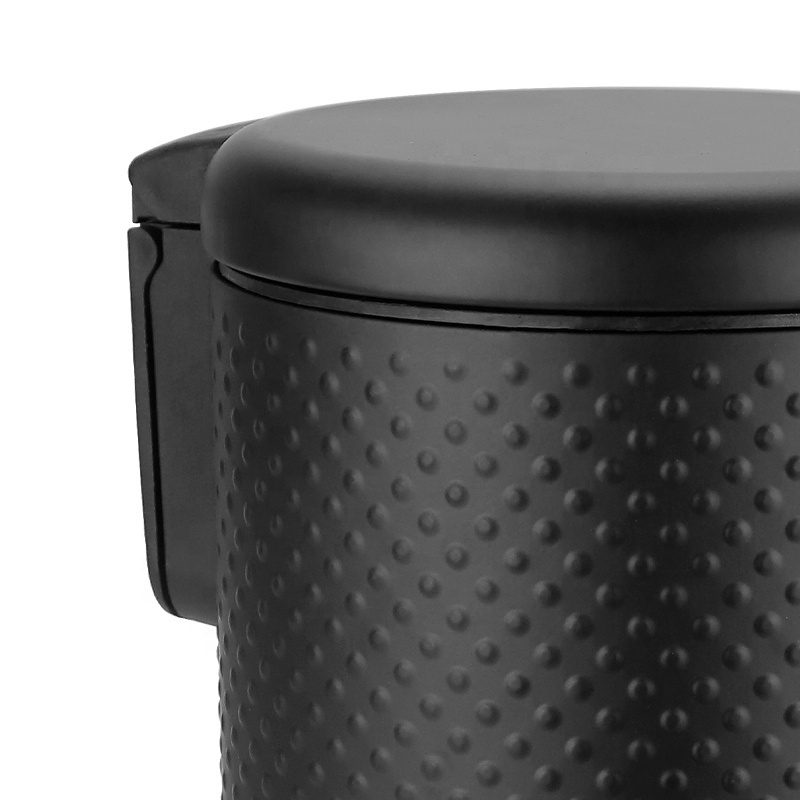 Small 3L Steel Dustbin Black round Bathroom Waste Bin for Home Use Standing Structure Pressing Type Storage Bucket