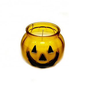 Halloween Fragrance Oils Aroma Organic Pumpkin shape Glass Jar With Lid Lighting Soy Scented Candles