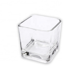 F01T custom cube luxury candle jars  square  Glass Candle Jar for candle making