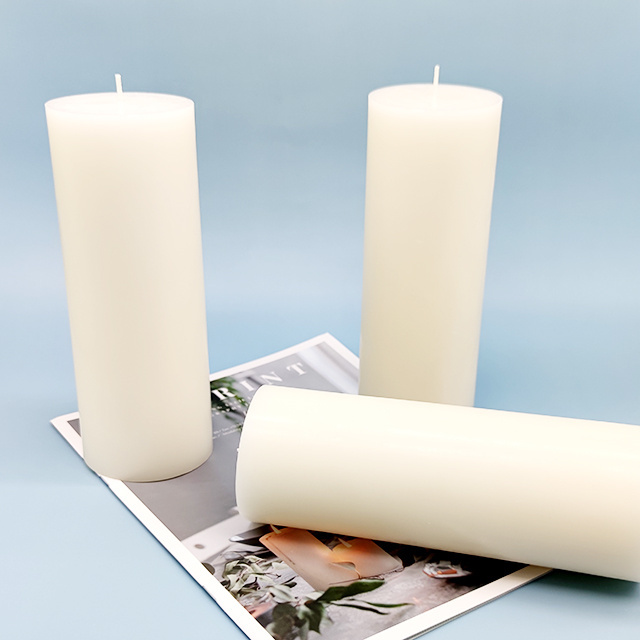 Wholesale Long Burning Time Customize Size White Unscented Pillar Candle