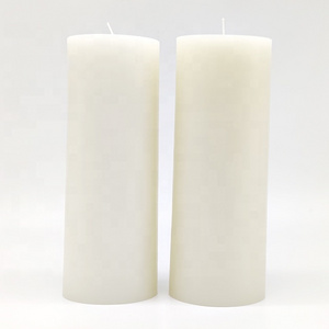 20cm 7.8 inch Pure smokeless Paraffin Wax Custom Label Scented Thick White Color Pillar Candles