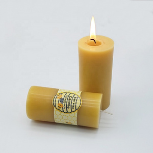 Handmade 100% Pure Beeswax Pillar Candle Long Lasting with Cotton Wick for Home Decoration Weddings Parties or Christmas