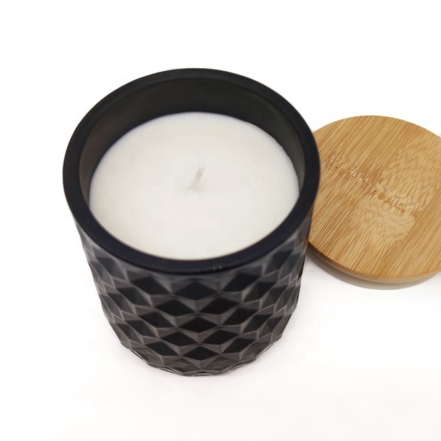 Polished white and black Reusable black glass soy wax scented candle/aroma candle