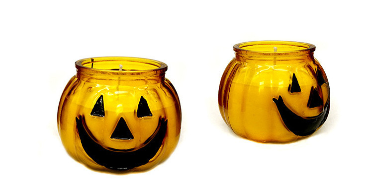 Halloween Fragrance Oils Aroma Organic Pumpkin shape Glass Jar With Lid Lighting Soy Scented Candles